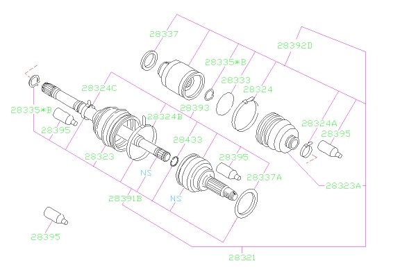 2001 Subaru Impreza Halfshafts Example from parts.subaru.com: